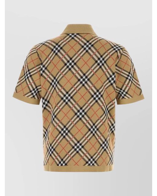 Burberry Natural Polo Shirt Cotton Blend Embroidery Check for men