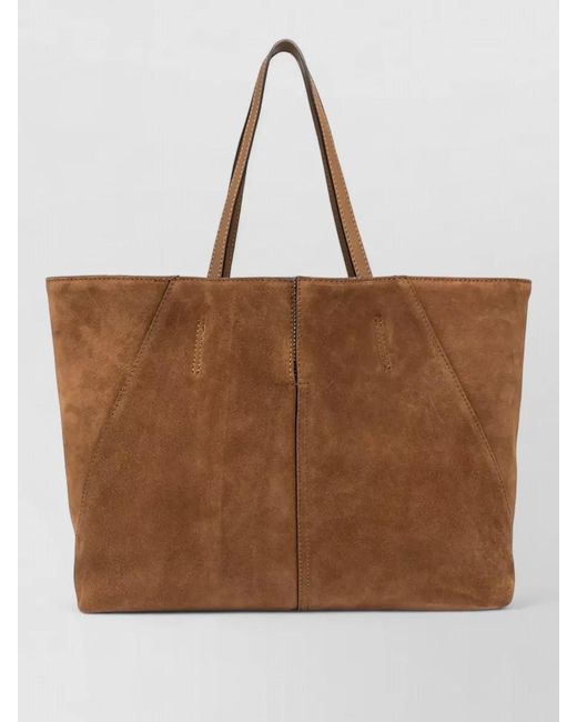 Gianni Chiarini Brown Maya Rectangular Suede Tote Bag Dual Handles