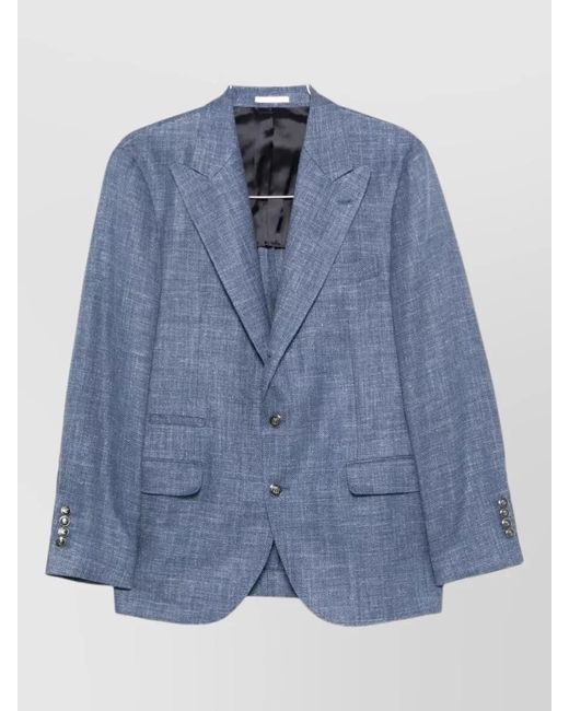 Brunello Cucinelli Blue Tailored Blazer Single Breasted Front Pockets for men