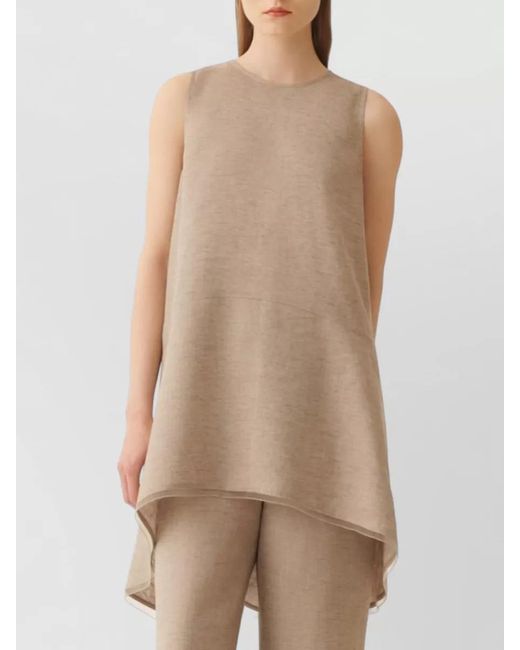 Fabiana Filippi Natural Sleeveless Asymmetric Paneled Tunic Top