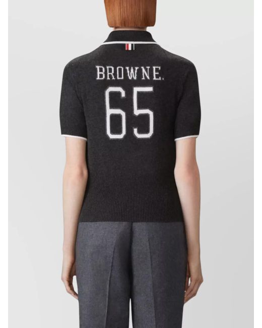 Thom Browne Black Cashmere Short-Sleeve Polo Shirt