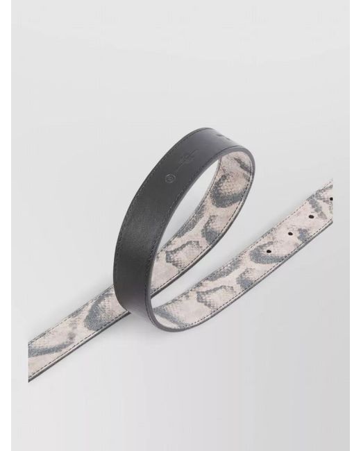 Pinko Gray Belt Goldtone Buckle Nylon Silk Snake