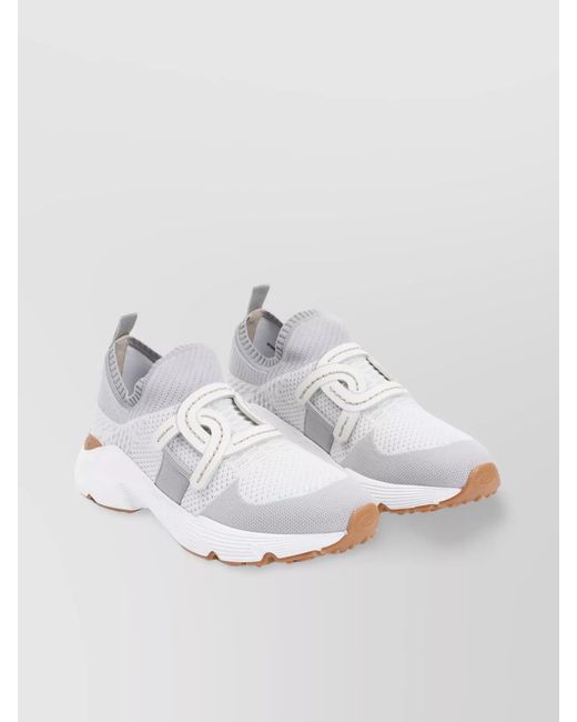 Tod's White Knitted Slip-On Sneakers