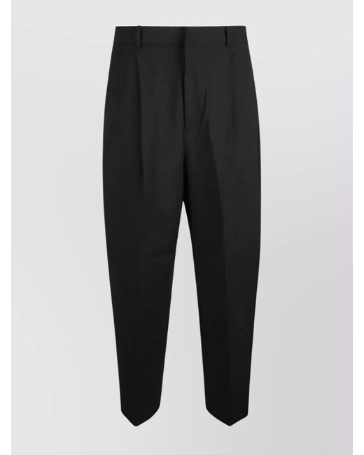 Jacquemus Black Cotton Blend Pleated Trousers Pockets for men