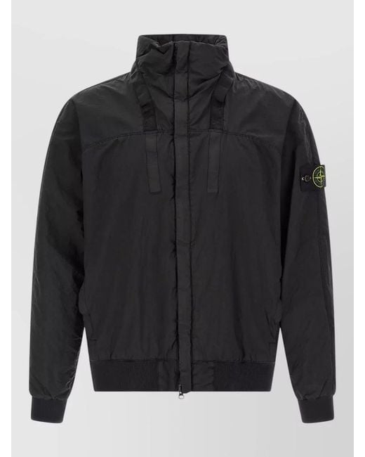 Stone Island Gray Nylon Watro Bomber Jacket High Collar for men