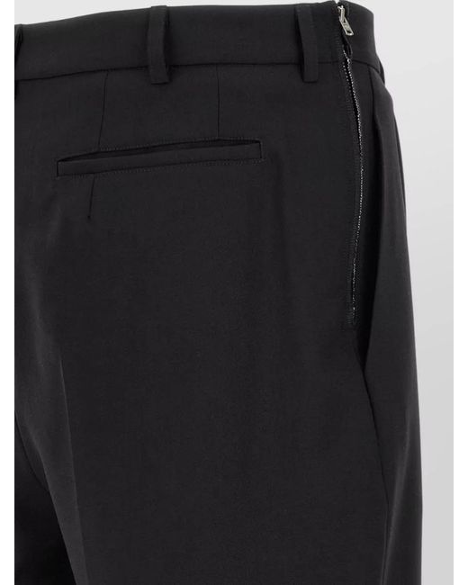 Magliano Black Wool Pleated Tailored Trousers for men