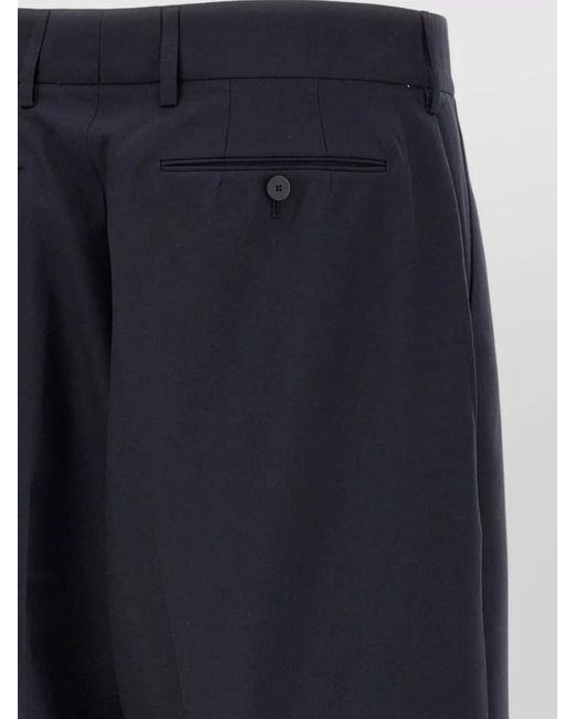 Cellar Door Blue Tailored Trousers Belt Loops Pleated Front for men