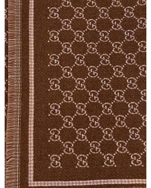 Gucci Brown Gg Wool Scarf