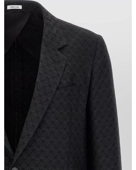 McQueen Black Skull Motif Blazer Single Breasted Design for men