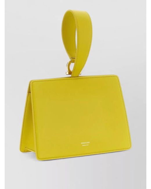 Ferragamo Yellow Mini Tote Bag Structured Shape Top Handle