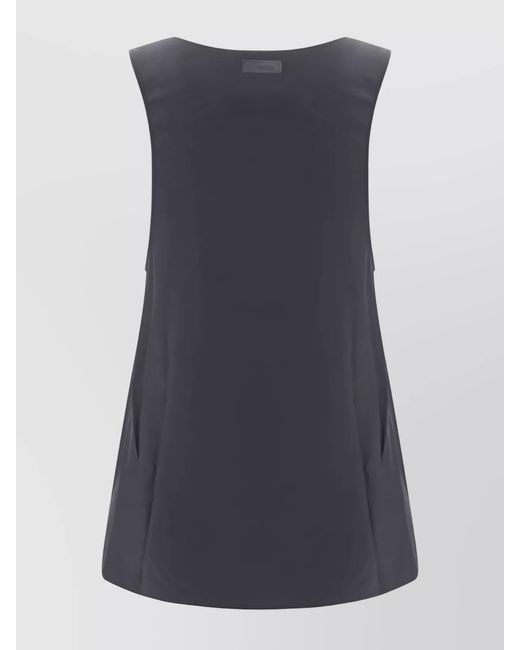Saint Laurent Blue Silk Sleeveless Henley Tank Top
