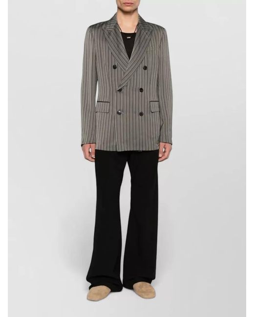 Dries Van Noten Gray Balto Striped Double Breasted Blazer Jacket for men