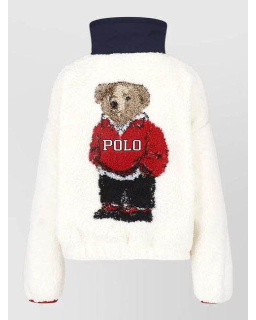 Polo Ralph Lauren Blue Cropped Fleece Jacket High Collar Design