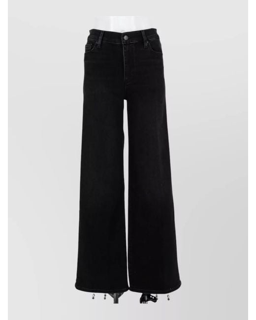 FRAME Black Wide Leg Pants Belt Loops Five Pockets