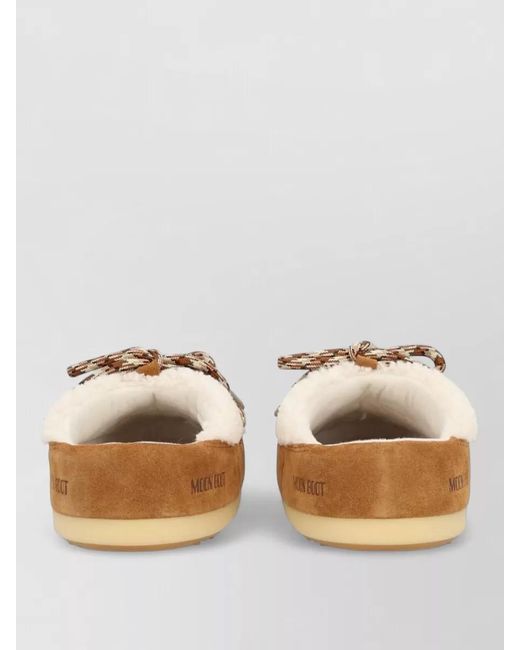 Moon Boot Natural Leather Shearling Slippers