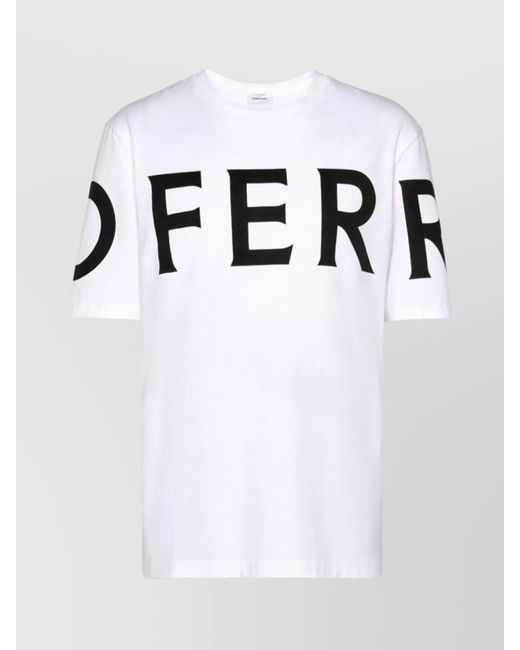 SALVATORE FERRAGAMO フロックロゴクルーネックTシャツ Salvatore Ferragamo Men's Logo Printed T-Shirt () IFCHIC.COM
