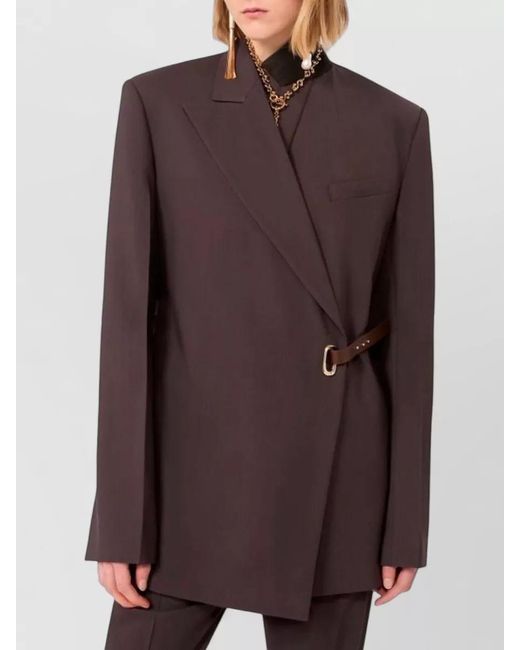 Sportmax Brown Belted Tailored Single Breasted Silk Blazer