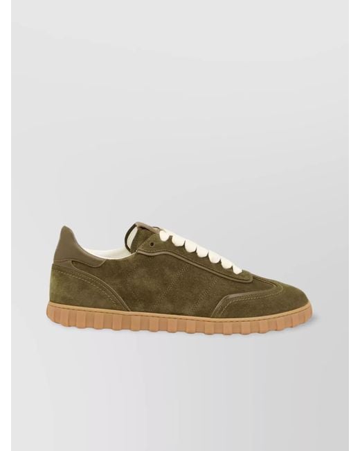 AMI Green Suede Leather Low-Top Sneakers for men