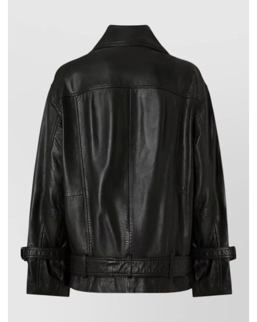 Pinko Black Leather Biker Jacket