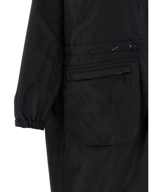 Prada Black Renylon Hooded Rain Jacket Relaxed Cut