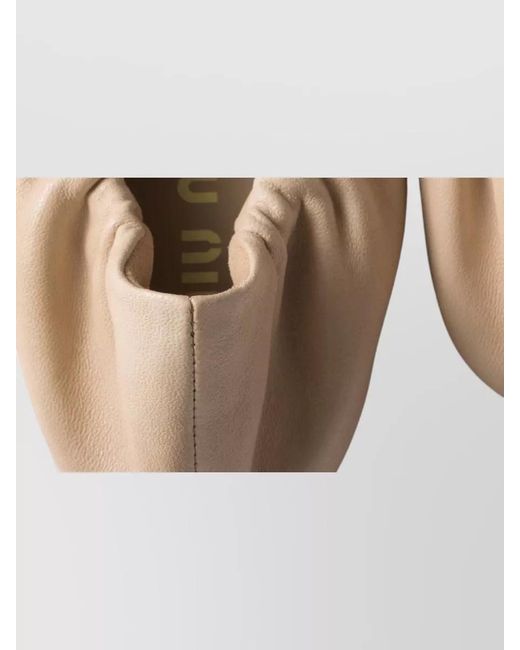 Miu Miu Natural Loafers Elasticated Trim Round Toe Stitching