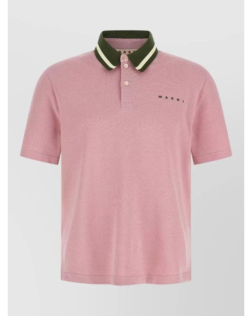 Marni Pink Cotton Piqué Polo Shirt for men