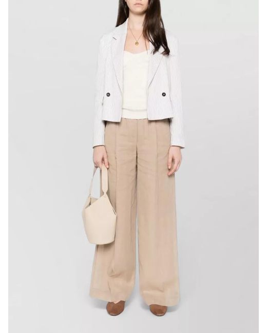 Brunello Cucinelli Natural Cotton Wide-Leg Trousers