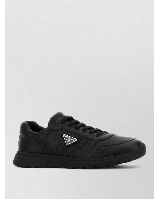 Prada Black Prax 2.0 Leather Lace Up Sneakers for men