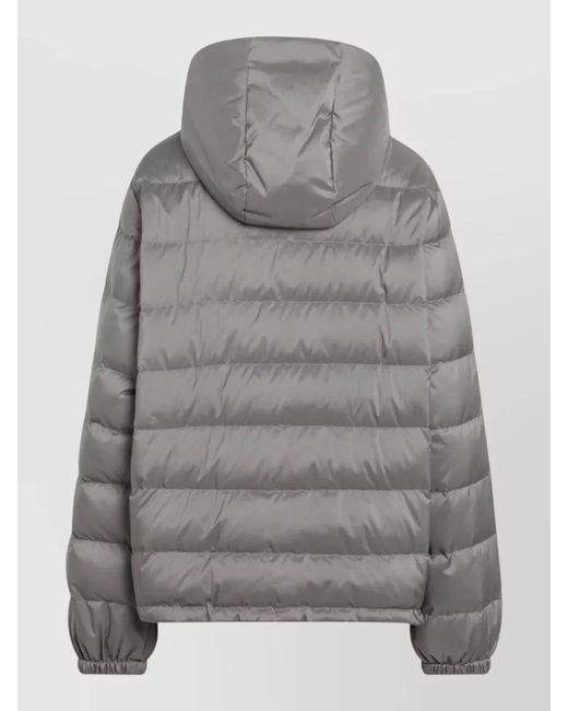 Miu Miu Gray Hooded Jacket Elasticated Cuffs Front Pockets