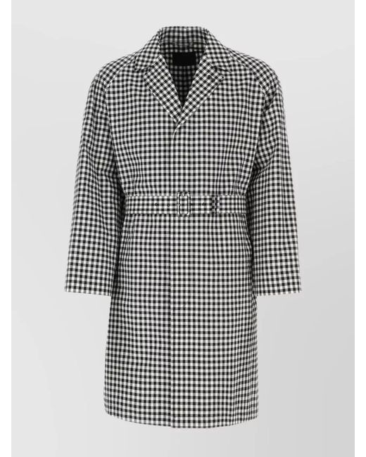 Prada Gray Embroidered Cotton Single Breasted Coat for men