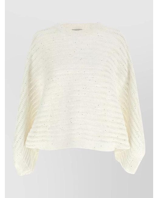 Peserico White Fine-Knit Sweater