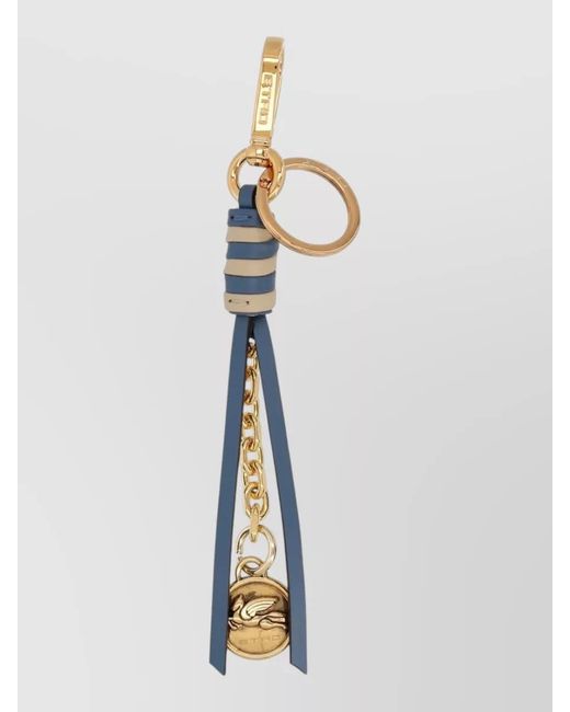 Etro Blue Leather Keyring