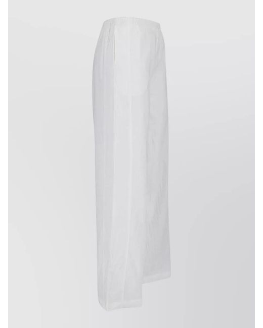 GIMAGUAS White Straight Leg Pants Side Pocket Design