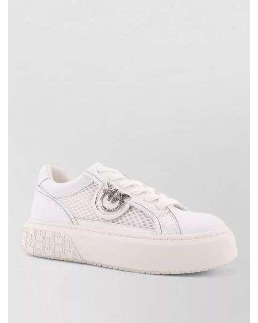Pinko Natural Leather Low-Top Sneakers