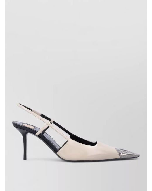 Saint Laurent White Leather Slingback Pumps