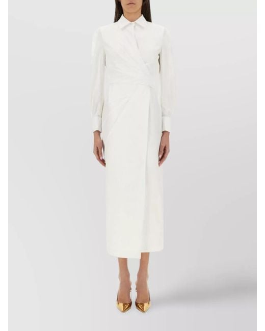 Max Mara White Slim-Fit Cotton Midi Dress