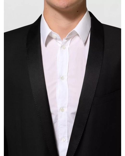Dolce & Gabbana Black Silk Blend Single-Breasted Suit Blazer for men