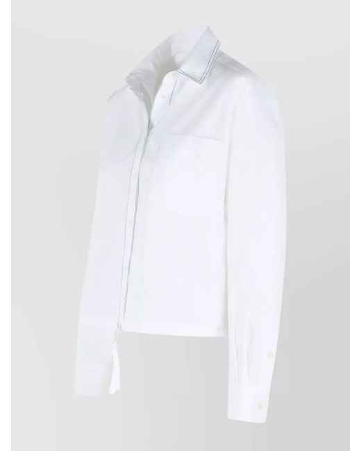 Marni White Cotton Cropped Oversized Long-Sleeve Shirt