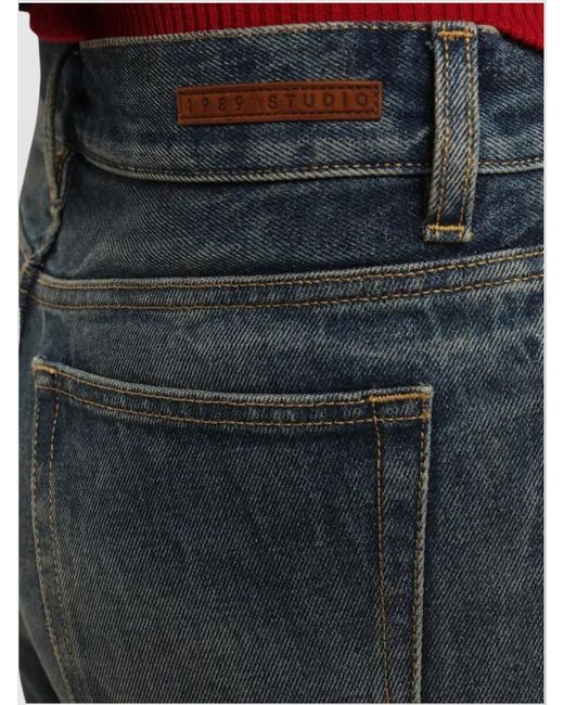 1989 STUDIO Black Denim Straight-Leg Trousers