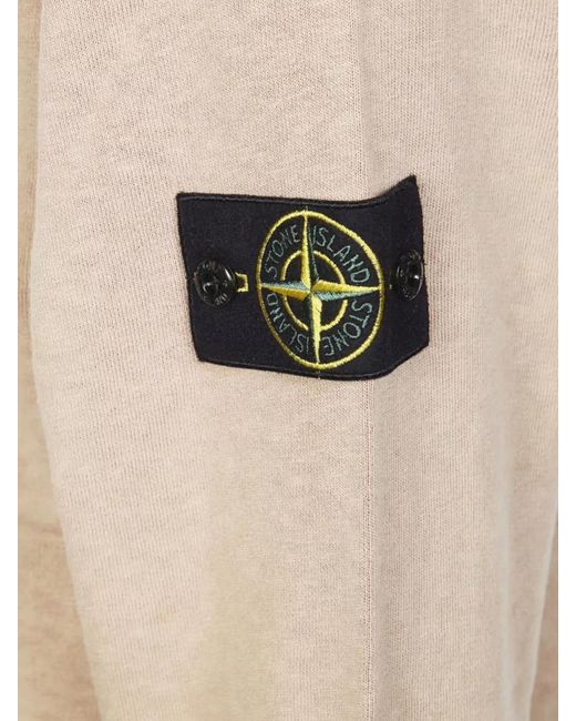Stone Island Natural Crewneck Sweatshirt Long Sleeves Ribbed Trims for men