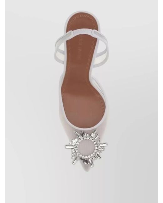 AMINA MUADDI Gray Leather High-Heel Sandals