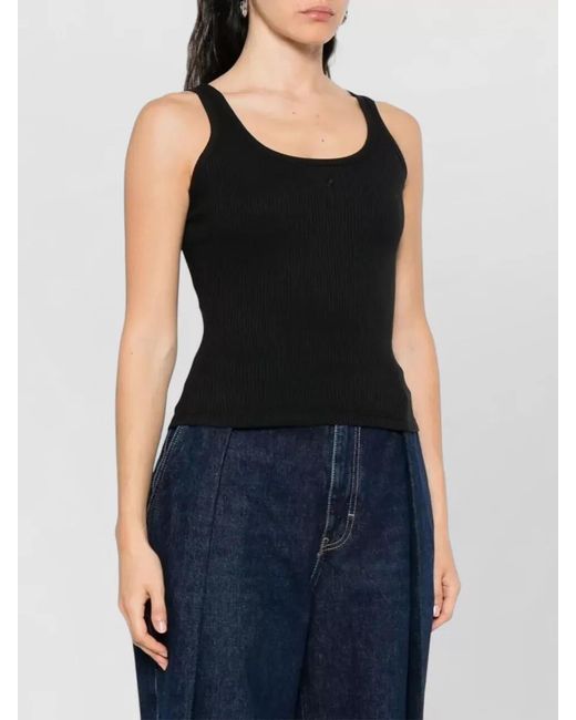 Amiri Blue Ma Embroidery Ribbed Tank Scoop Neck