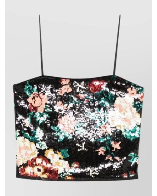 Forte_forte Gray Sequined Floral-Print Bralette Top