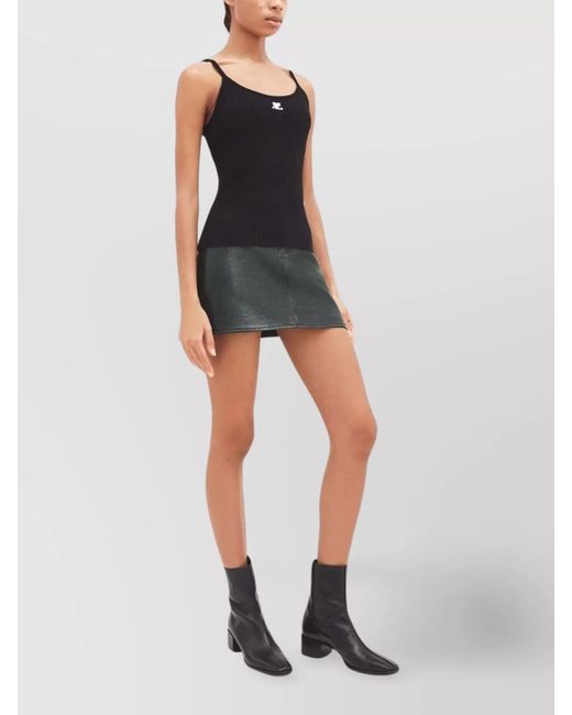 Courreges Black Ribbed Knit Slim-Fit Tank Top