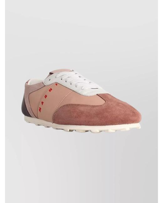 Marni Pink Leather Low-Top Sneakers