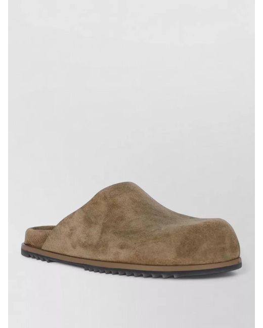 Rick Owens Brown Suede Heel Slippers Round Toe Open Back