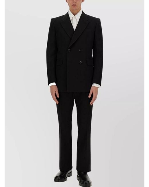 McQueen Black Double-Breasted Cotton Regular-Fit Suit Jacket for men