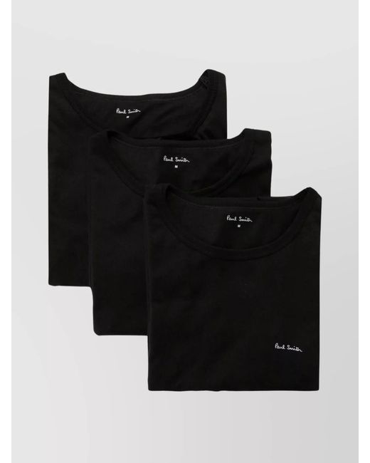 Paul Smith Black 3-Pack Logo Cotton T-Shirts for men