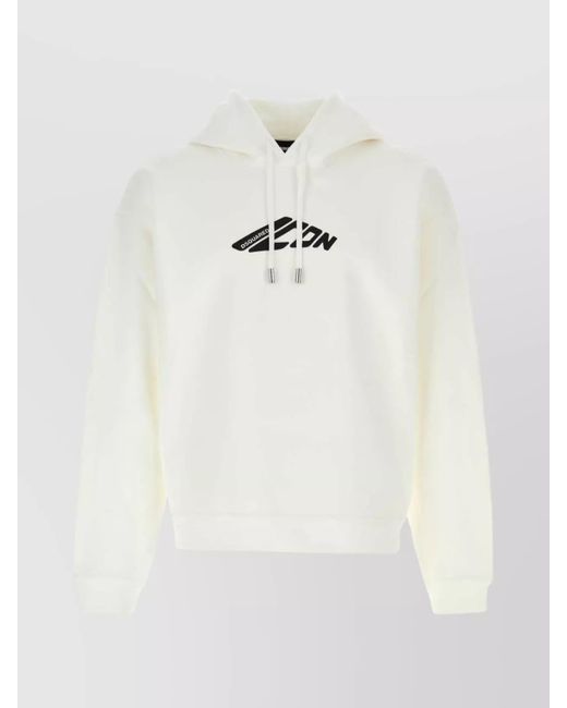 DSquared² White Logo Print Jersey Hoodie for men