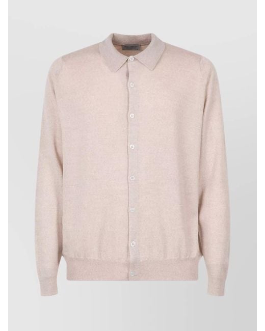 John Smedley Pink Merino Wool Cardigan for men